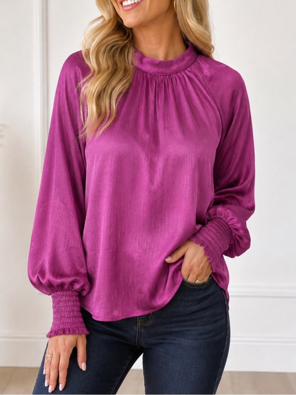 Flying Tomato Beautiful orchid colored satin blouse